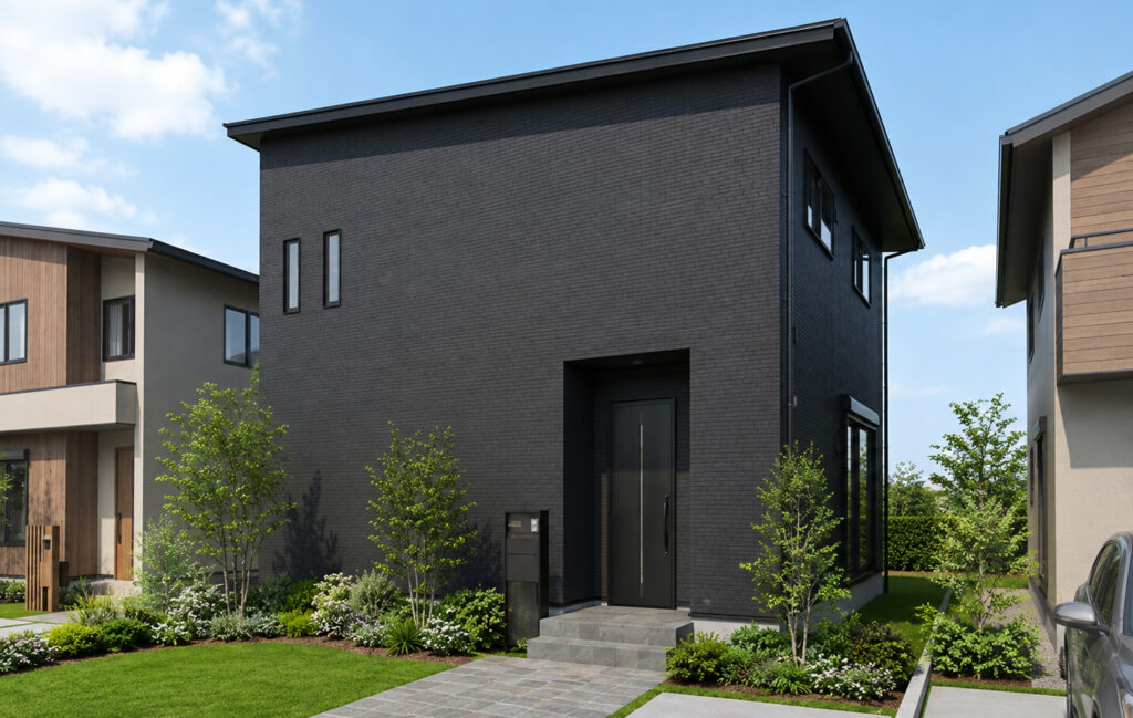 S CUBO　黒い外壁の２階建て　外観