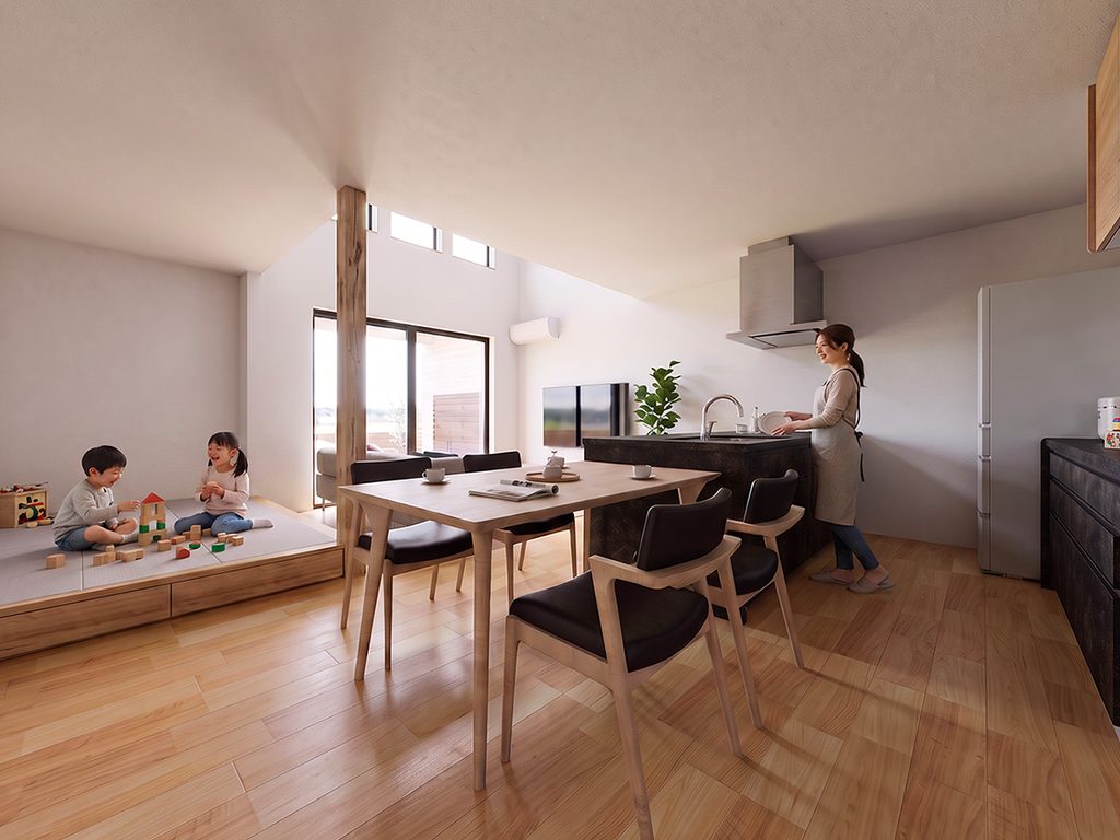 吹抜けのあるS CUBO2階建て　家事ラク間取りのキッチン